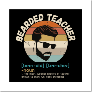 Bearded Teacher Definition Funny Beard Teacher Posters and Art